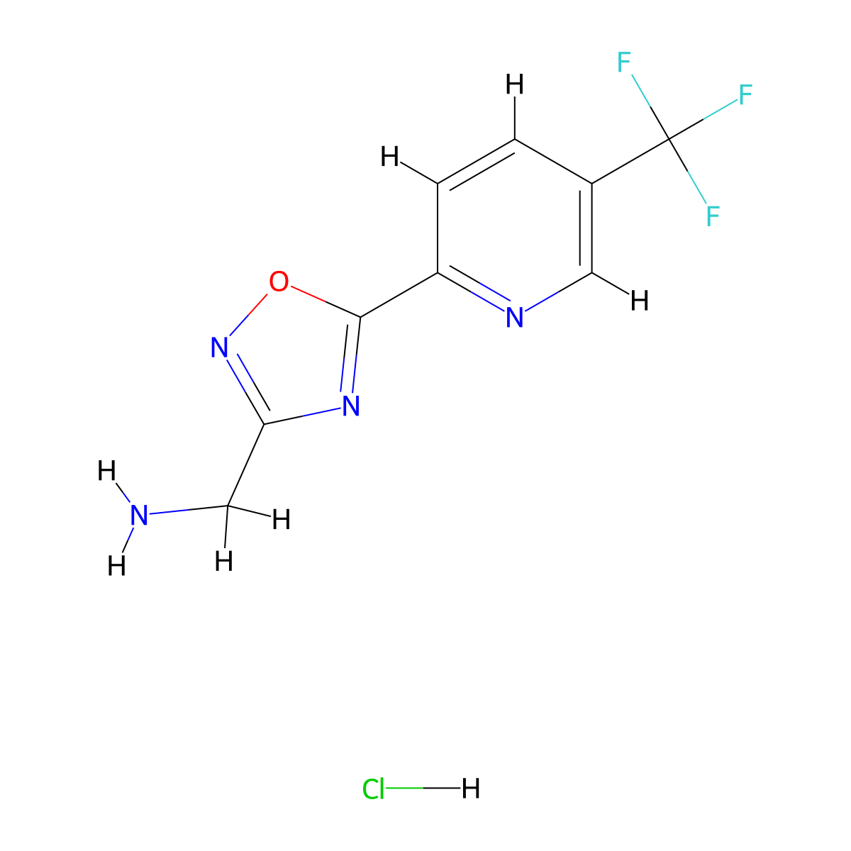 C-[5-(5-Trifluoromethyl-pyridin-2-yl)-[1,2,4]oxadiazol-3-yl]-methylamine hydrochloride molecular structure, CAS 2108262-95-7
