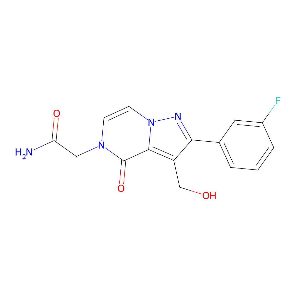 2-[2-(3-fluorophenyl)-3-(hydroxymethyl)-4-oxopyrazolo[1,5-a]pyrazin-5(4H)-yl]acetamide molecular structure, CAS 2108266-81-3