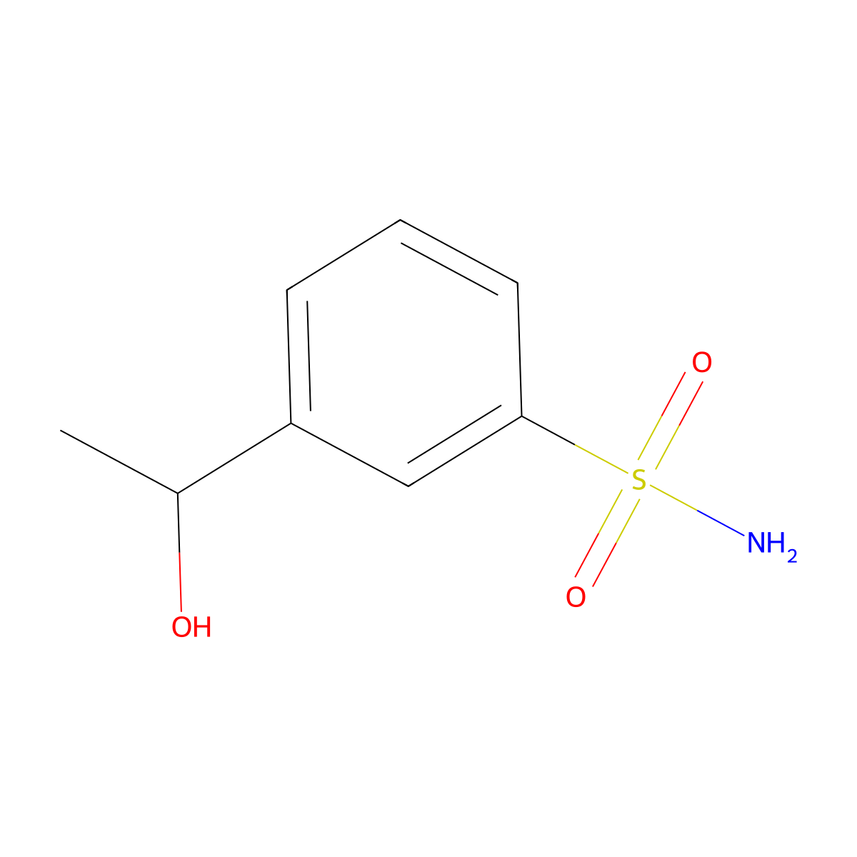 3-(1-Hydroxyethyl)benzene-1-sulfonamide molecular structure, CAS 210827-01-3
