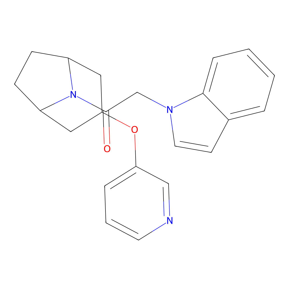 2-(1H-indol-1-yl)-1-((1R,5S)-3-(pyridin-3-yloxy)-8-azabicyclo[3.2.1]octan-8-yl)ethanone molecular structure, CAS 2108284-86-0