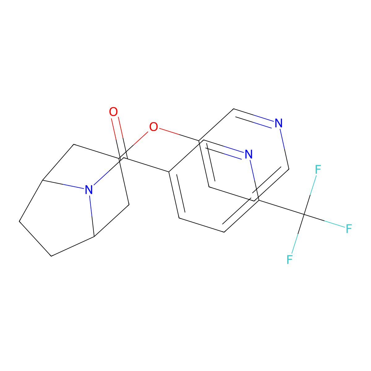 ((1R,5S)-3-(pyridin-3-yloxy)-8-azabicyclo[3.2.1]octan-8-yl)(6-(trifluoromethyl)pyridin-3-yl)methanone molecular structure, CAS 2108284-91-7