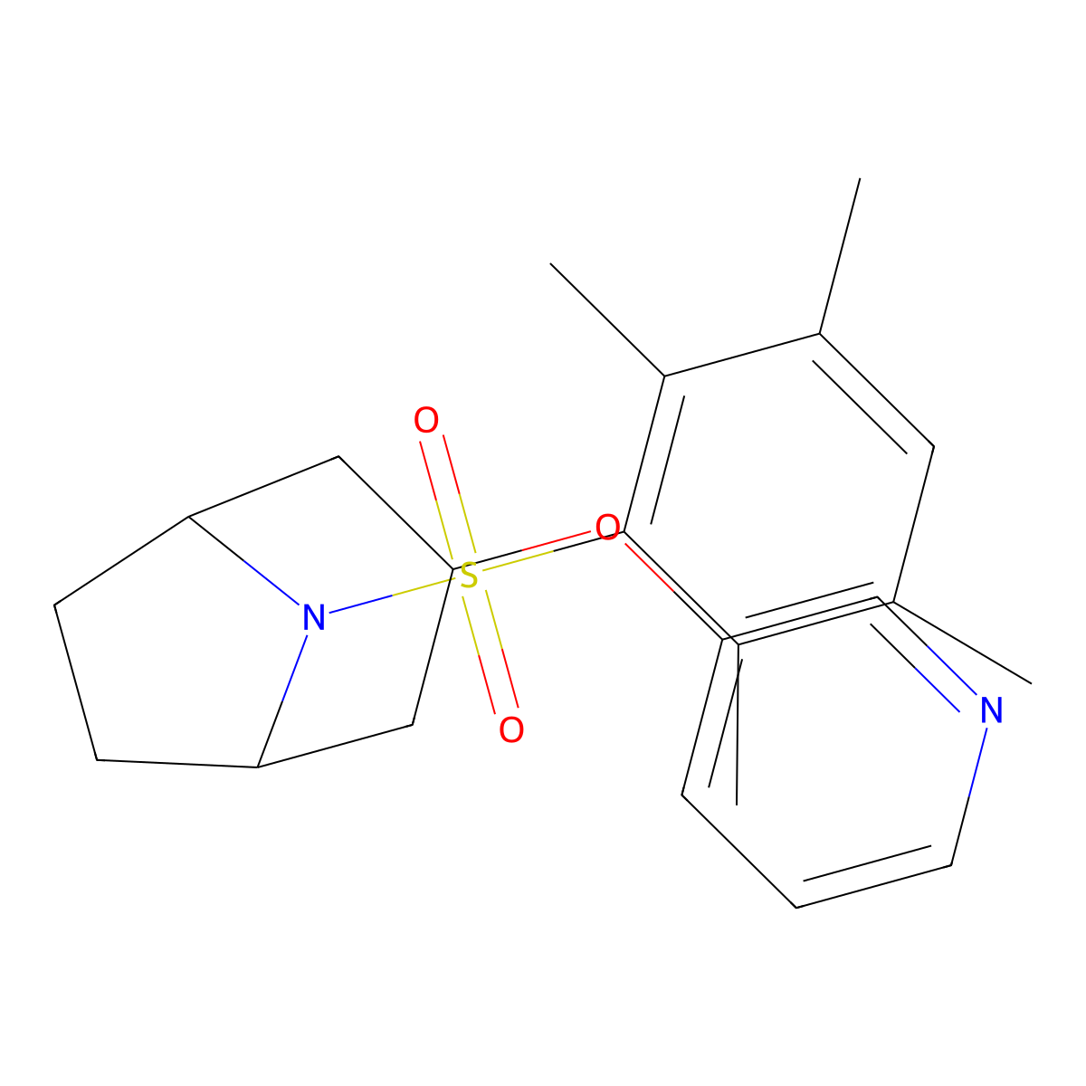 (1R,5S)-3-(pyridin-3-yloxy)-8-((2,3,5,6-tetramethylphenyl)sulfonyl)-8-azabicyclo[3.2.1]octane molecular structure, CAS 2108284-94-0