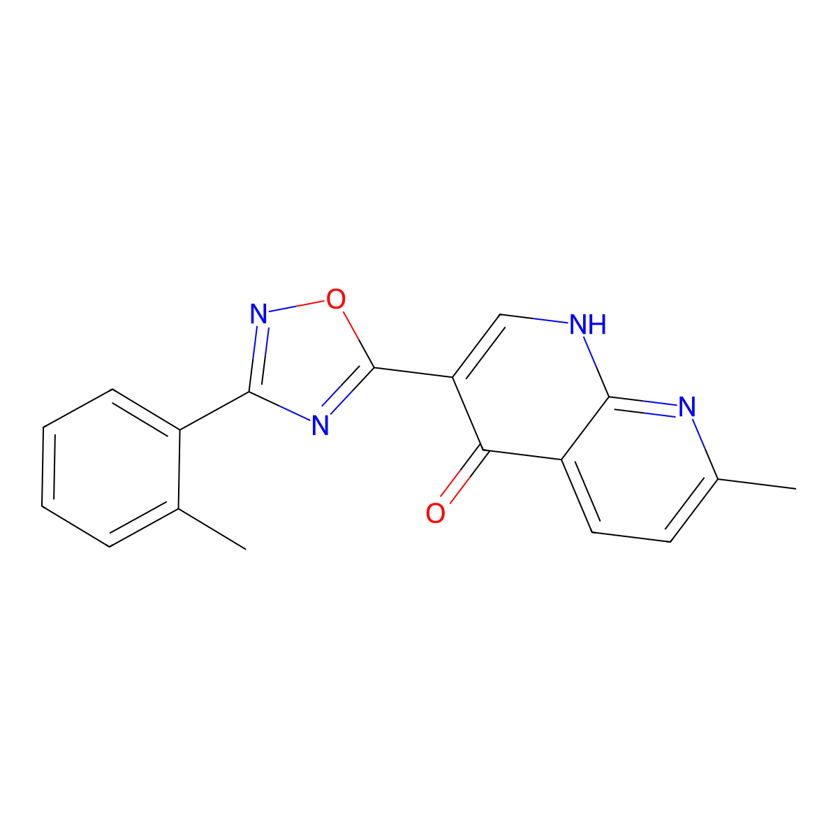 7-methyl-3-[3-(2-methylphenyl)-1,2,4-oxadiazol-5-yl]-1,8-naphthyridin-4(1H)-one molecular structure, CAS 2108291-25-2