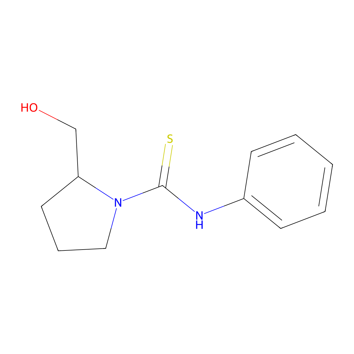 2-(hydroxymethyl)-N-phenylpyrrolidine-1-carbothioamide molecular structure, CAS 21083-27-2