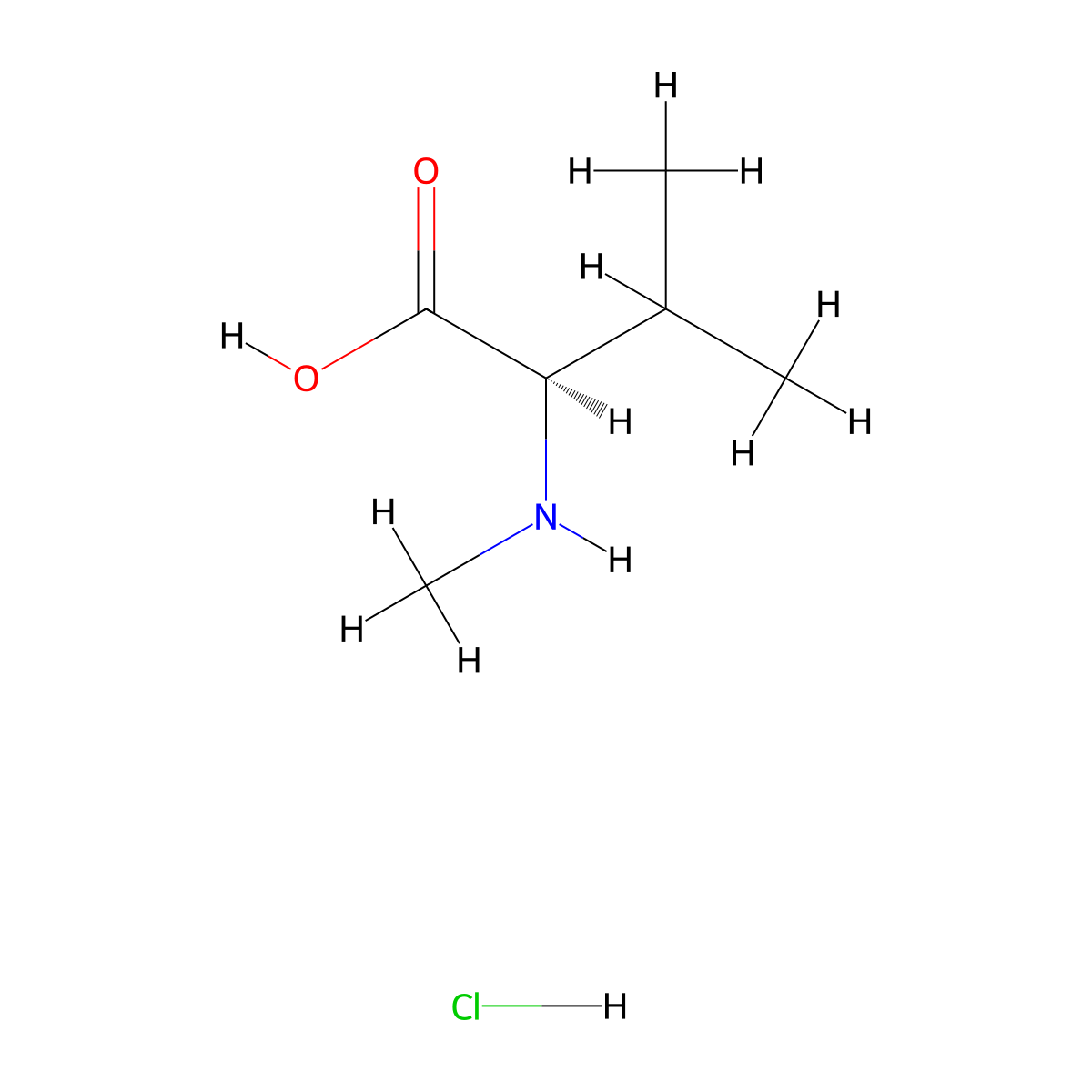 (R)-3-Methyl-2-(methylamino)butanoic acid hydrochloride molecular structure, CAS 210830-32-3