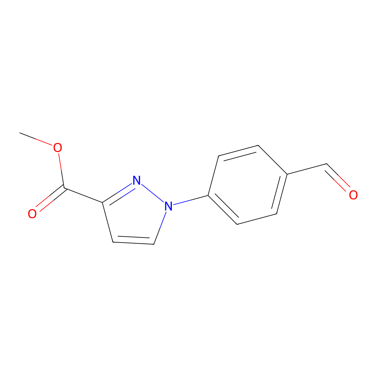 methyl 1-(4-formylphenyl)-1H-pyrazole-3-carboxylate molecular structure, CAS 2108305-59-3