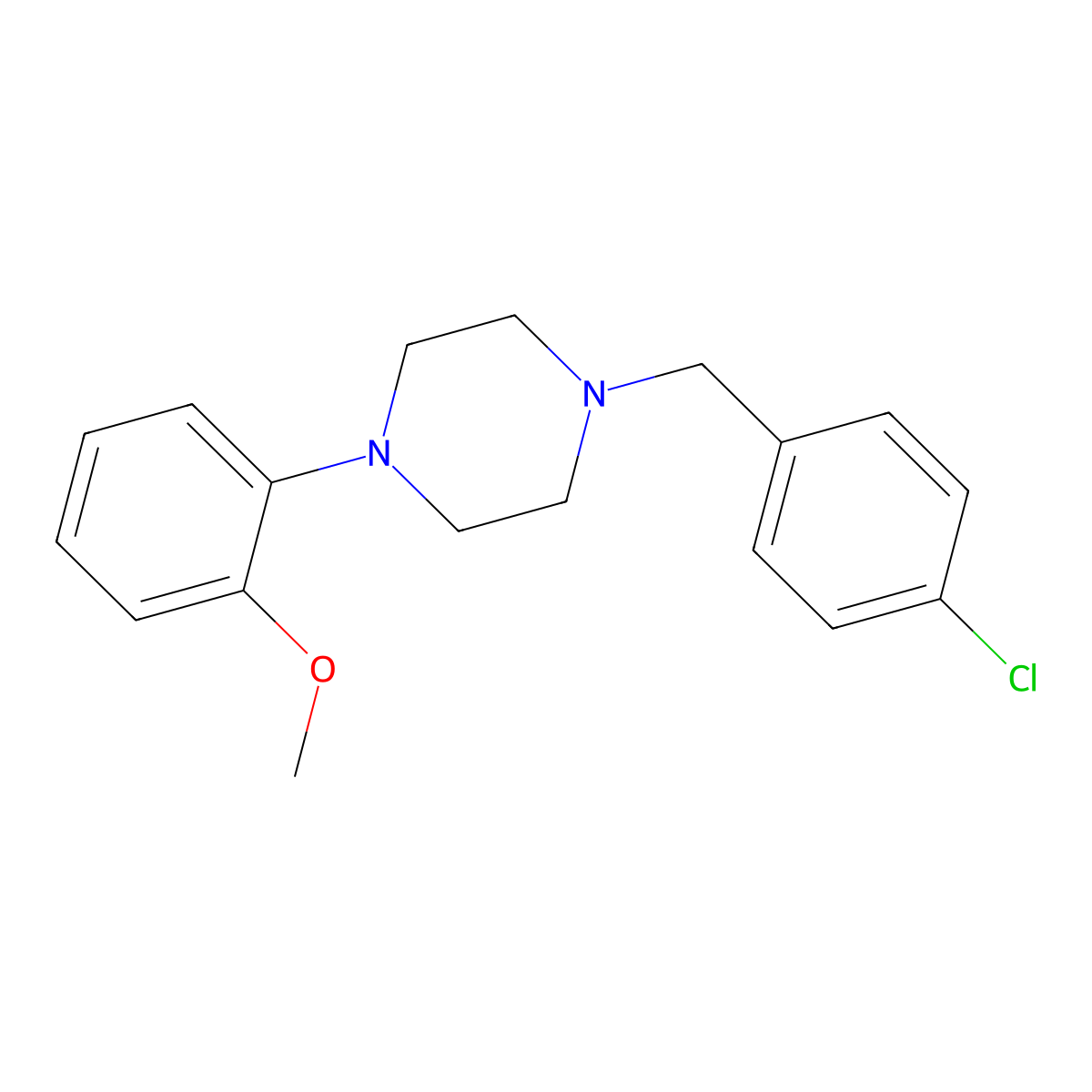 1-(4-Chlorobenzyl)-4-(2-methoxyphenyl)piperazine molecular structure, CAS 210831-38-2