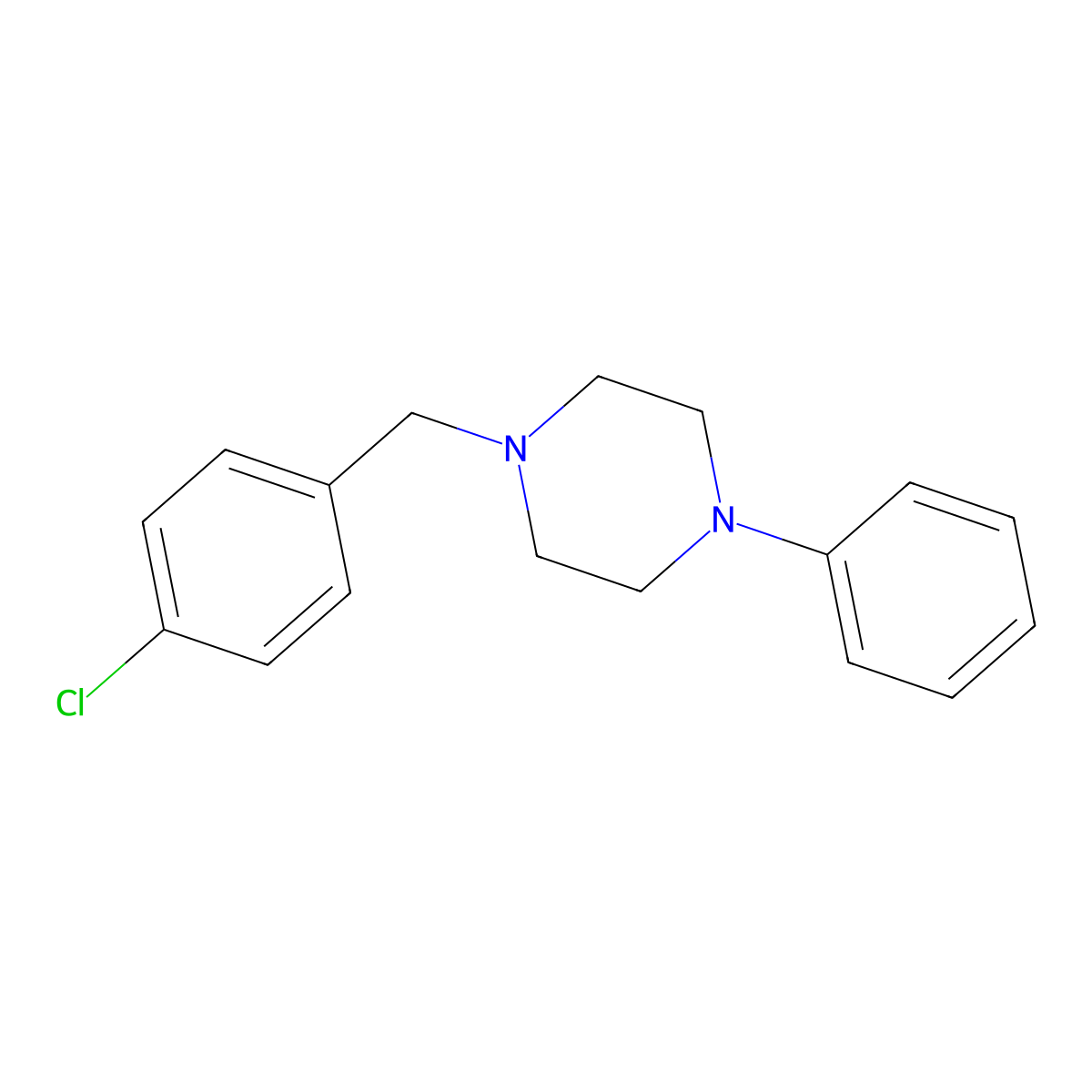 1-(4-Chlorobenzyl)-4-phenylpiperazine molecular structure, CAS 210831-42-8