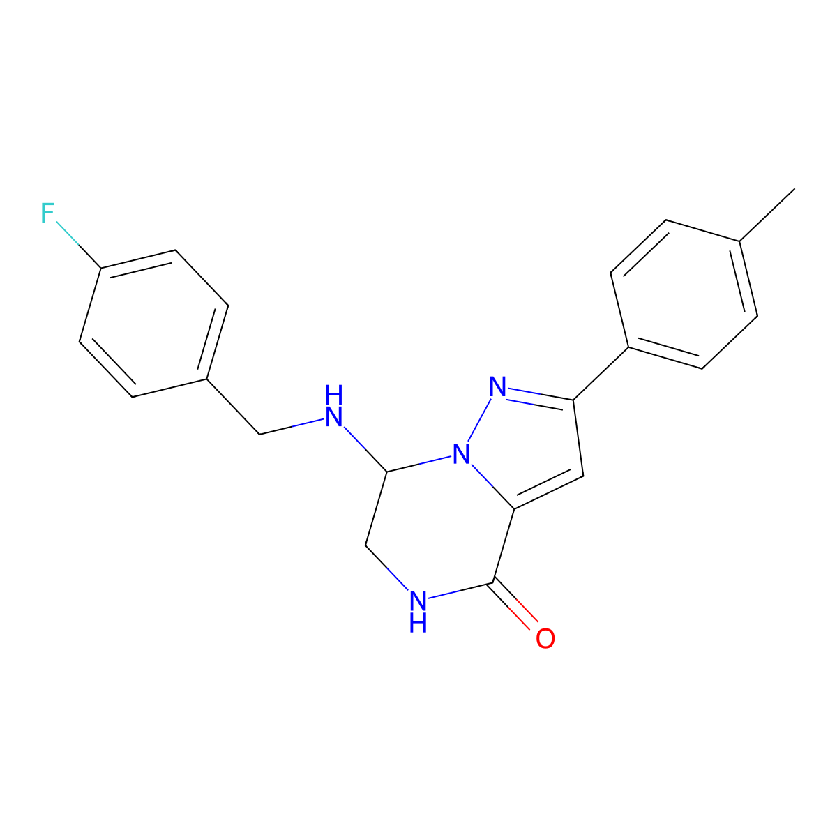 7-[(4-fluorobenzyl)amino]-2-(4-methylphenyl)-6,7-dihydropyrazolo[1,5-a]pyrazin-4(5H)-one molecular structure, CAS 2108311-24-4