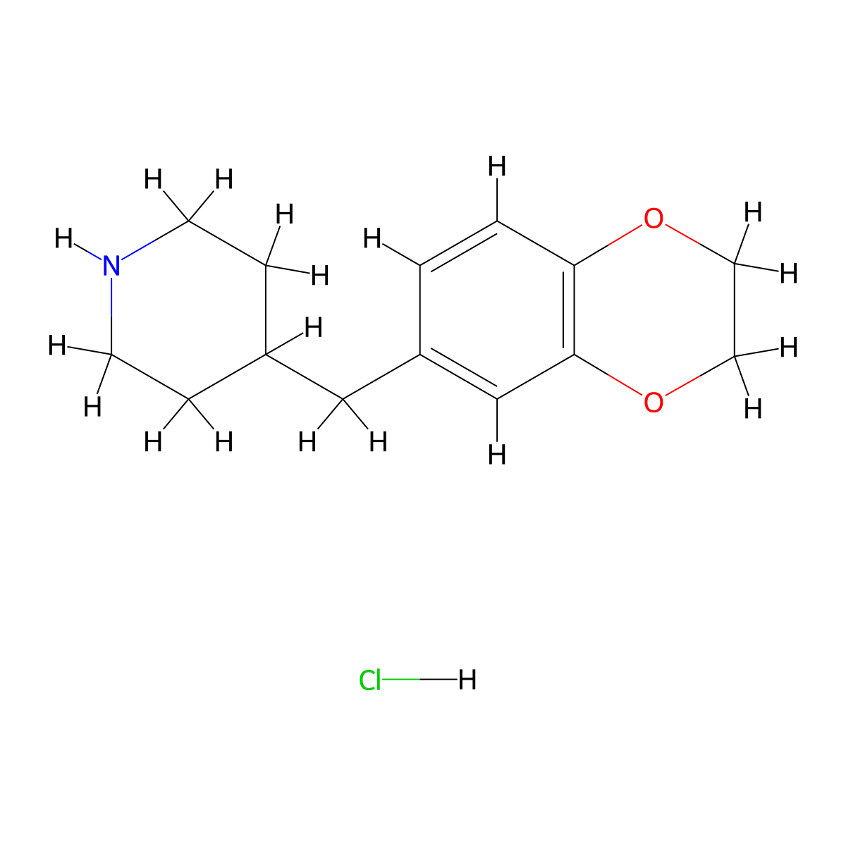 4-(2,3-Dihydro-1,4-benzodioxin-6-ylmethyl)piperidine hydrochloride molecular structure, CAS 2108327-47-3