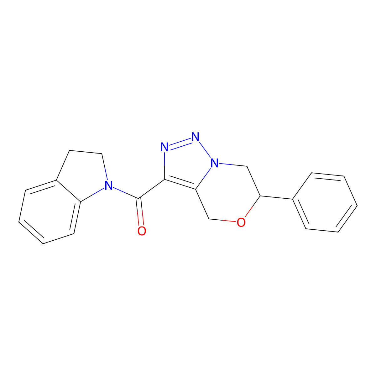 3-(2,3-dihydro-1H-indol-1-ylcarbonyl)-6-phenyl-6,7-dihydro-4H-[1,2,3]triazolo[5,1-c][1,4]oxazine molecular structure, CAS 2108347-82-4