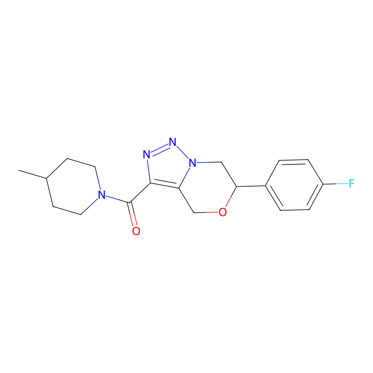 6-(4-fluorophenyl)-3-[(4-methylpiperidin-1-yl)carbonyl]-6,7-dihydro-4H-[1,2,3]triazolo[5,1-c][1,4]oxazine molecular structure, CAS 2108348-60-1