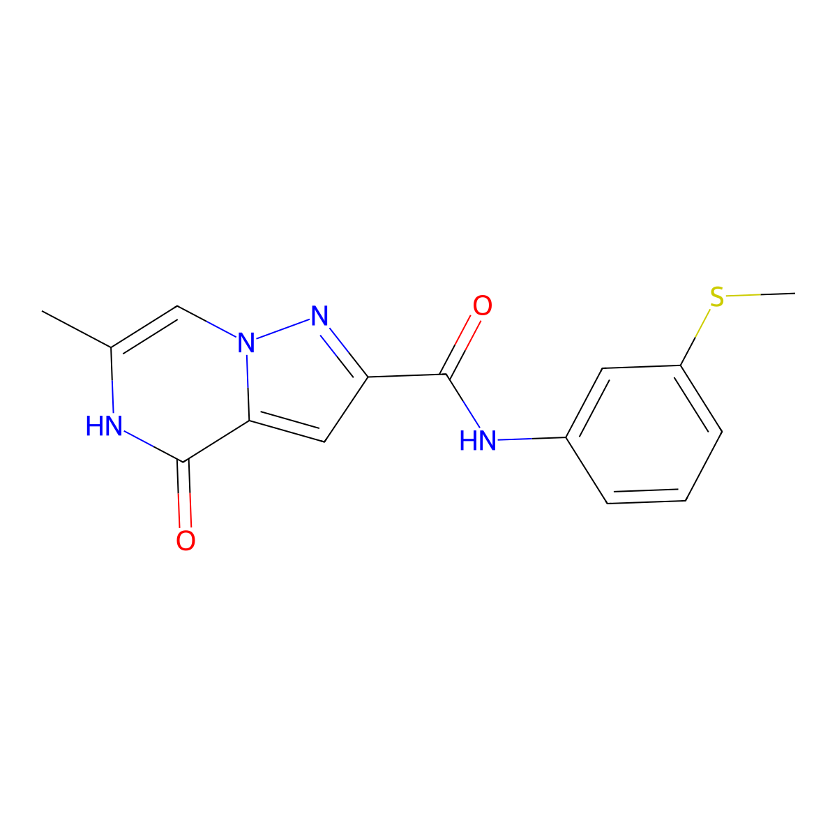 6-methyl-N-[3-(methylthio)phenyl]-4-oxo-4,5-dihydropyrazolo[1,5-a]pyrazine-2-carboxamide molecular structure, CAS 2108354-89-6