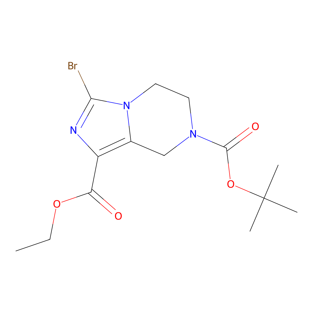7-tert-butyl 1-ethyl 3-bromo-5H,6H,7H,8H-imidazo(1,5-a)pyrazine-1,7-dicarboxylate molecular structure, CAS 2108354-93-2