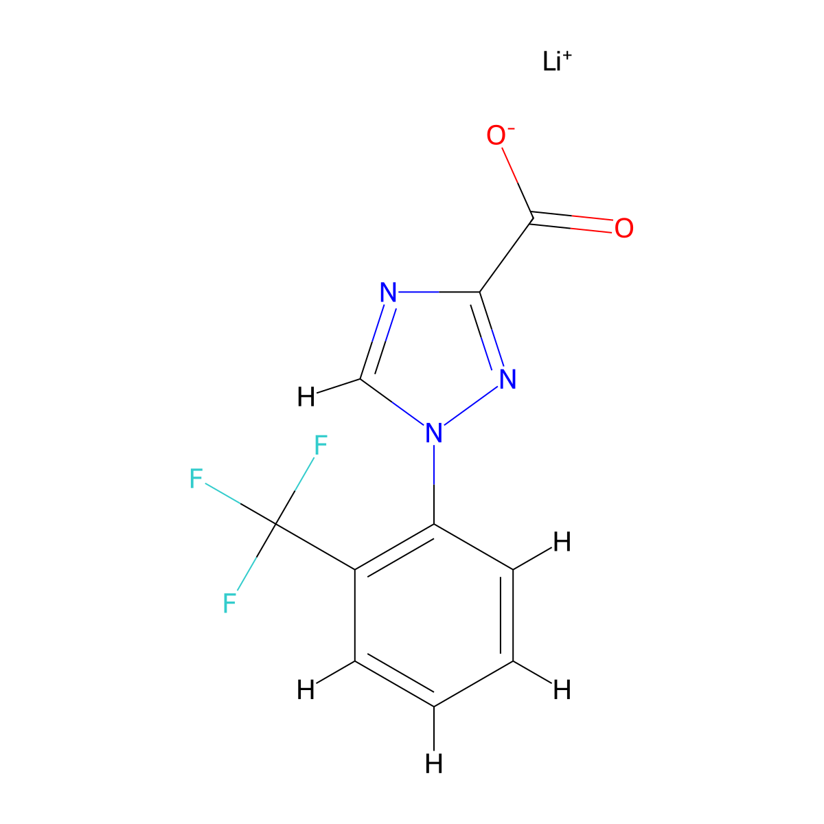 Lithium(1+) ion 1-[2-(trifluoromethyl)phenyl]-1h-1,2,4-triazole-3-carboxylate molecular structure, CAS 2108355-53-7