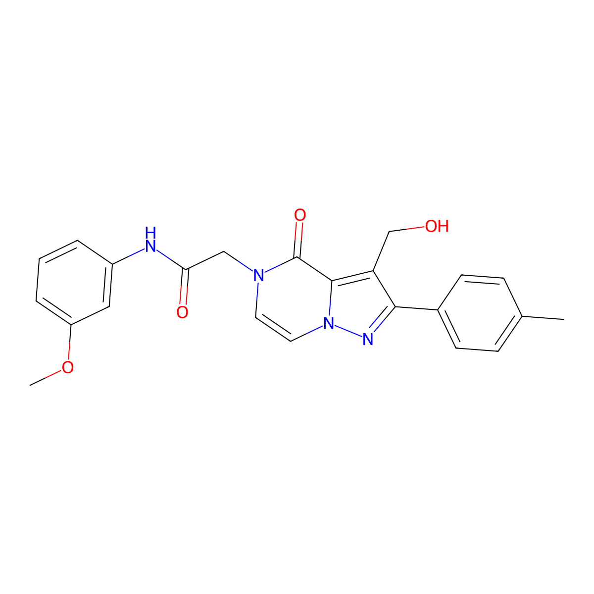 2-[3-(hydroxymethyl)-2-(4-methylphenyl)-4-oxo-4H,5H-pyrazolo[1,5-a]pyrazin-5-yl]-N-(3-methoxyphenyl)acetamide molecular structure, CAS 2108357-68-0