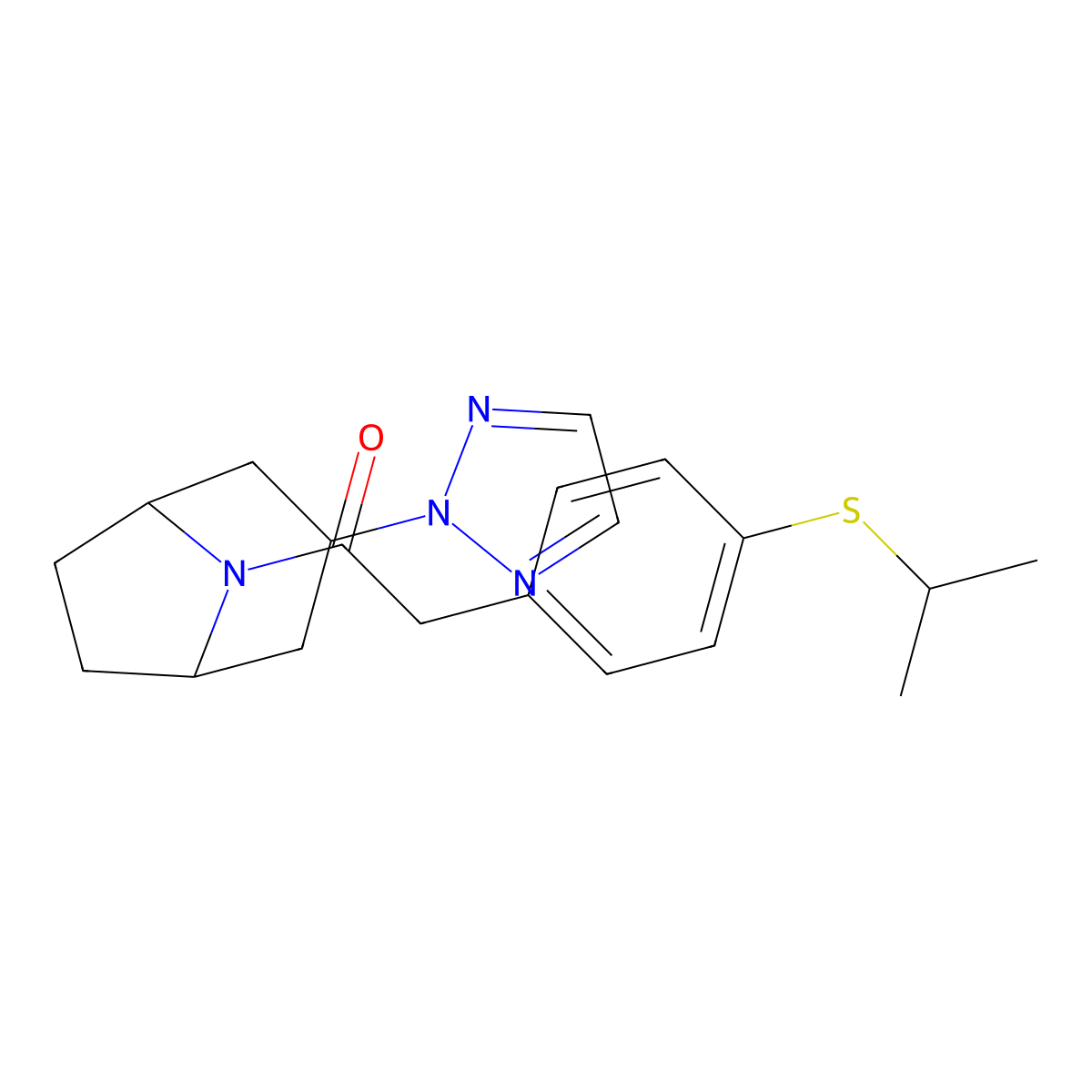 1-((1R,5S)-3-(2H-1,2,3-triazol-2-yl)-8-azabicyclo[3.2.1]octan-8-yl)-2-(4-(isopropylthio)phenyl)ethanone molecular structure, CAS 2108362-85-0
