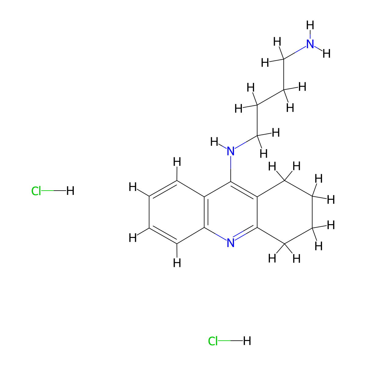 N-(1,2,3,4-tetrahydroacridin-9-yl)butane-1,4-diamine dihydrochloride molecular structure, CAS 2108381-92-4