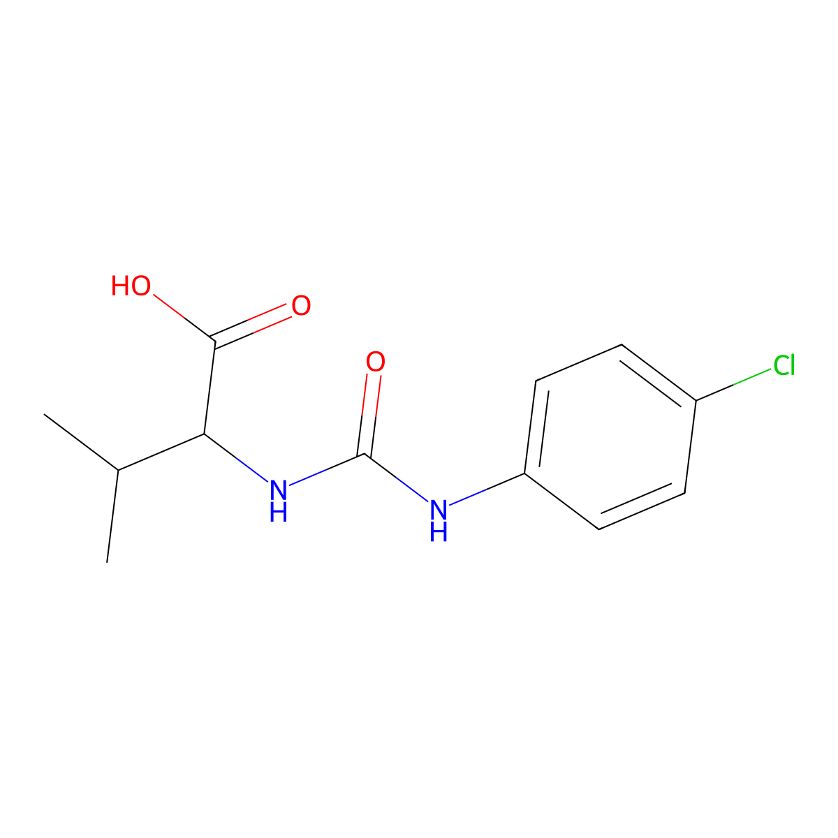 2-{[(4-Chlorophenyl)carbamoyl]amino}-3-methylbutanoic acid molecular structure, CAS 210841-61-5