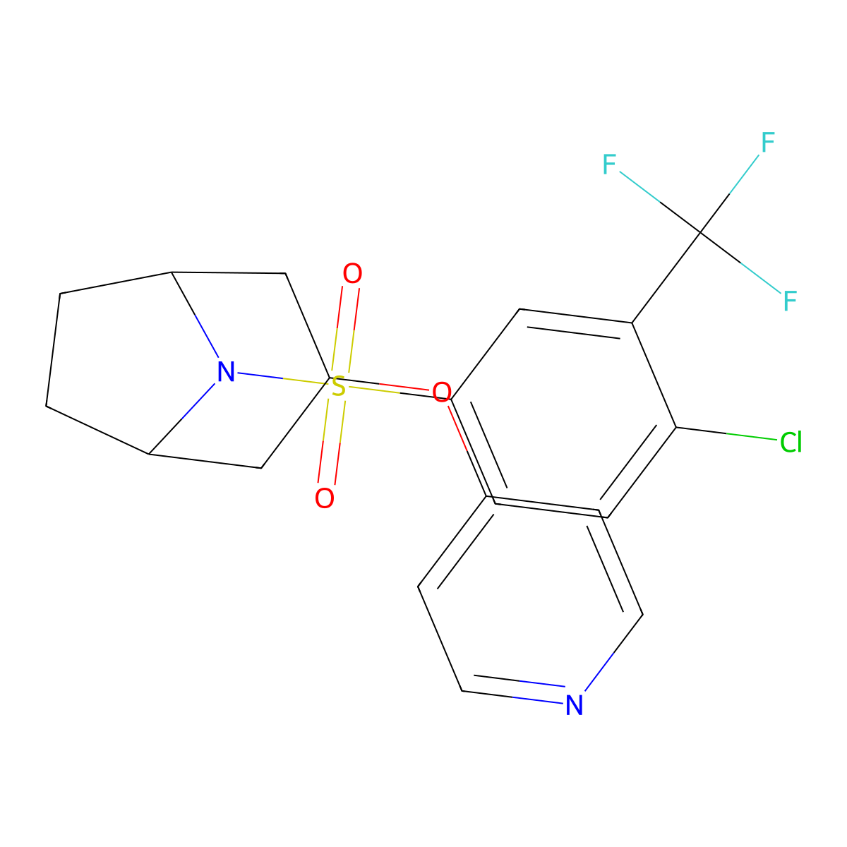 (1R,5S)-8-((4-chloro-3-(trifluoromethyl)phenyl)sulfonyl)-3-(pyridin-4-yloxy)-8-azabicyclo[3.2.1]octane molecular structure, CAS 2108436-62-8
