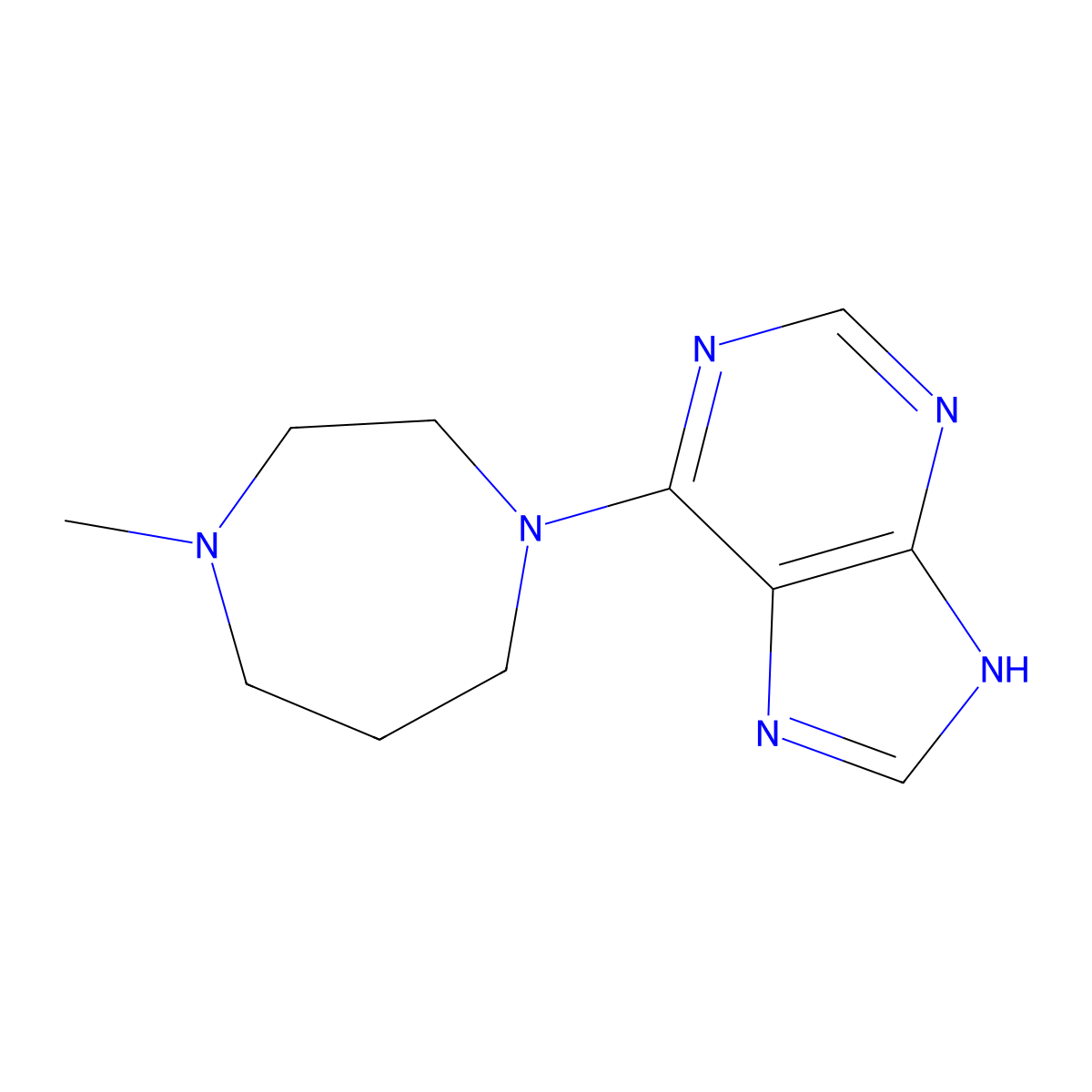 6-(4-methyl-1,4-diazepan-1-yl)-9H-purine molecular structure, CAS 2108442-26-6