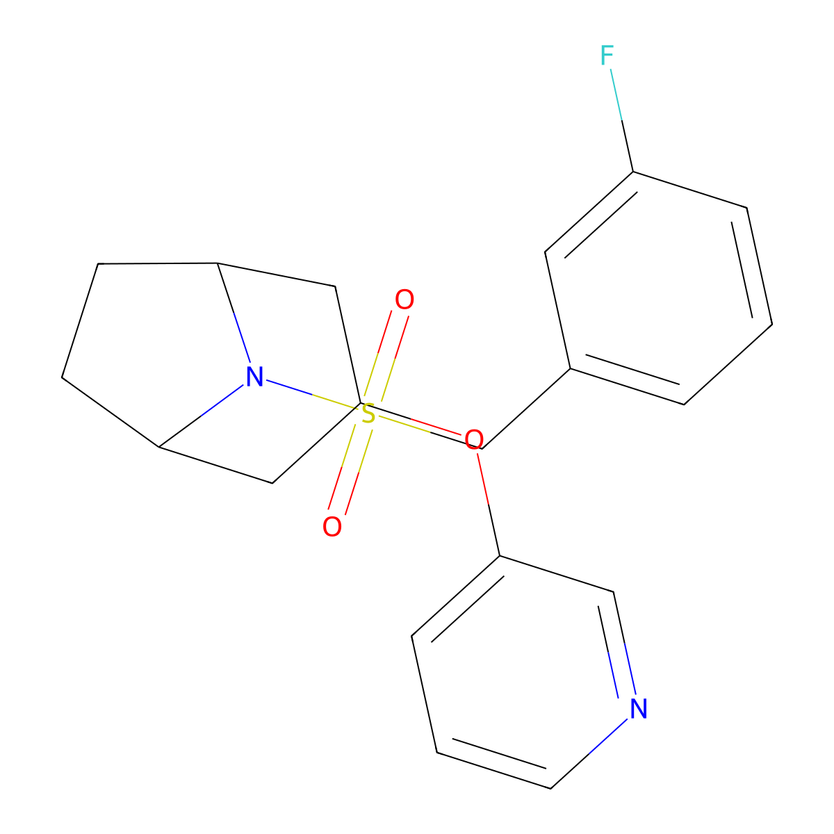 (1R,5S)-8-((3-fluorobenzyl)sulfonyl)-3-(pyridin-3-yloxy)-8-azabicyclo[3.2.1]octane molecular structure, CAS 2108442-79-9