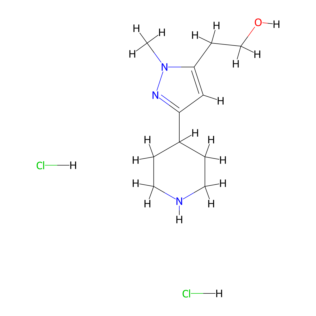 2-(1-Methyl-3-piperidin-4-yl-1H-pyrazol-5-yl)ethanol dihydrochloride molecular structure, CAS 2108457-65-2
