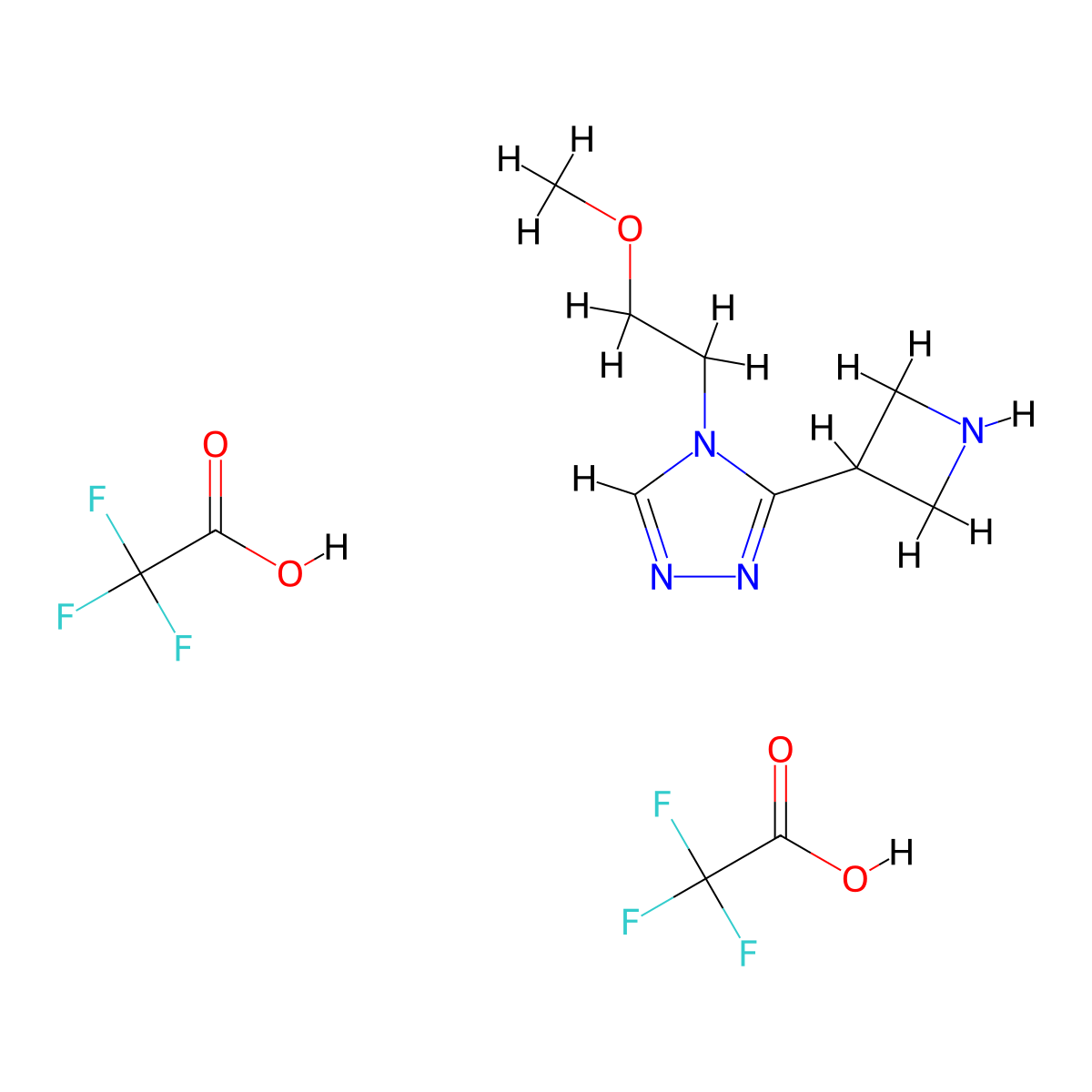 3-Azetidin-3-yl-4-(2-methoxyethyl)-4H-1,2,4-triazole bis(trifluoroacetate) molecular structure, CAS 2108457-78-7