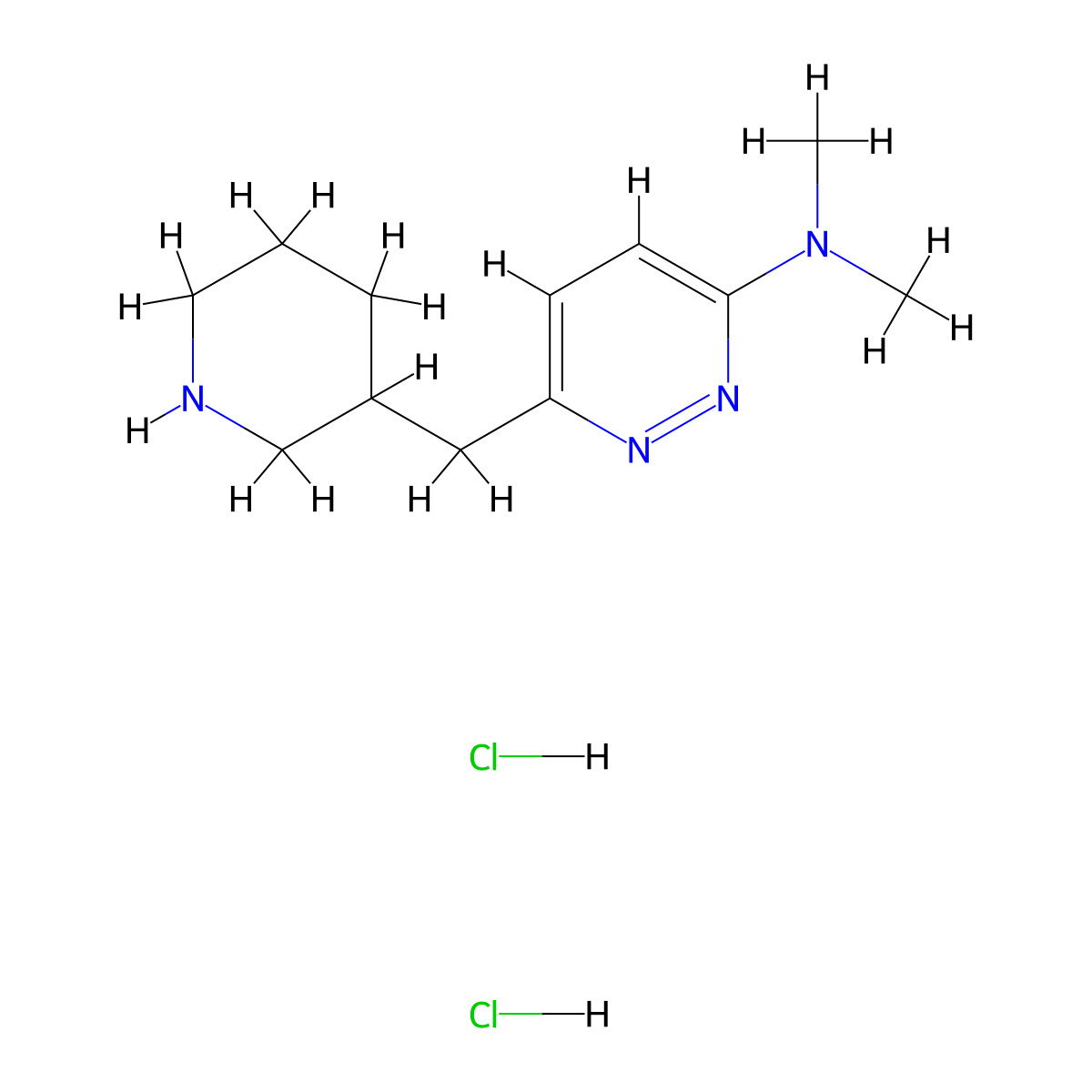 N,N-Dimethyl-6-(piperidin-3-ylmethyl)pyridazin-3-amine dihydrochloride molecular structure, CAS 2108458-32-6