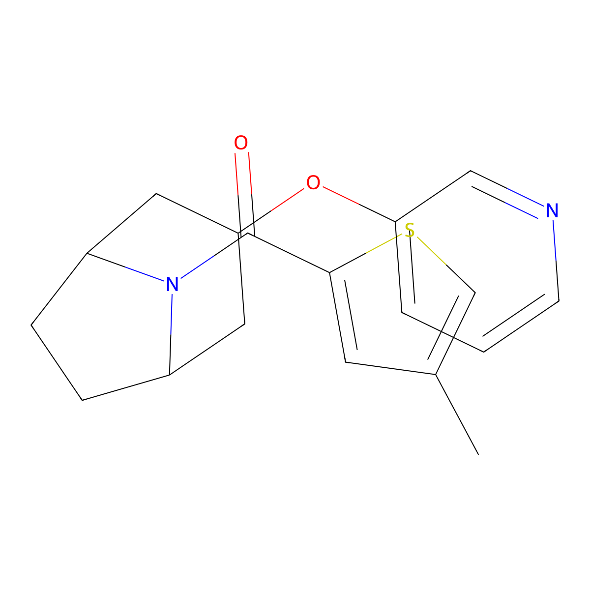 (4-methylthiophen-2-yl)((1R,5S)-3-(pyridin-3-yloxy)-8-azabicyclo[3.2.1]octan-8-yl)methanone molecular structure, CAS 2108471-77-6