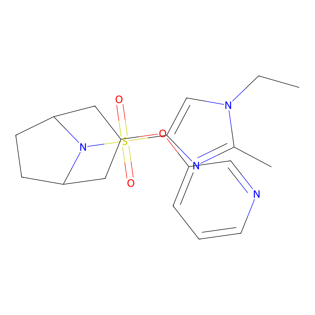 (1R,5S)-8-((1-ethyl-2-methyl-1H-imidazol-4-yl)sulfonyl)-3-(pyridin-3-yloxy)-8-azabicyclo[3.2.1]octane molecular structure, CAS 2108481-86-1