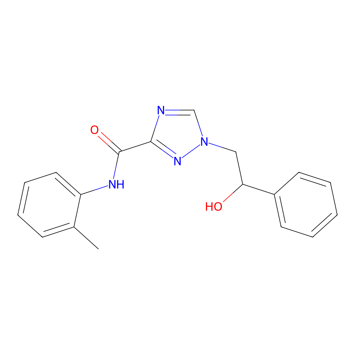 1-(2-hydroxy-2-phenylethyl)-N-(2-methylphenyl)-1H-1,2,4-triazole-3-carboxamide molecular structure, CAS 2108489-33-2