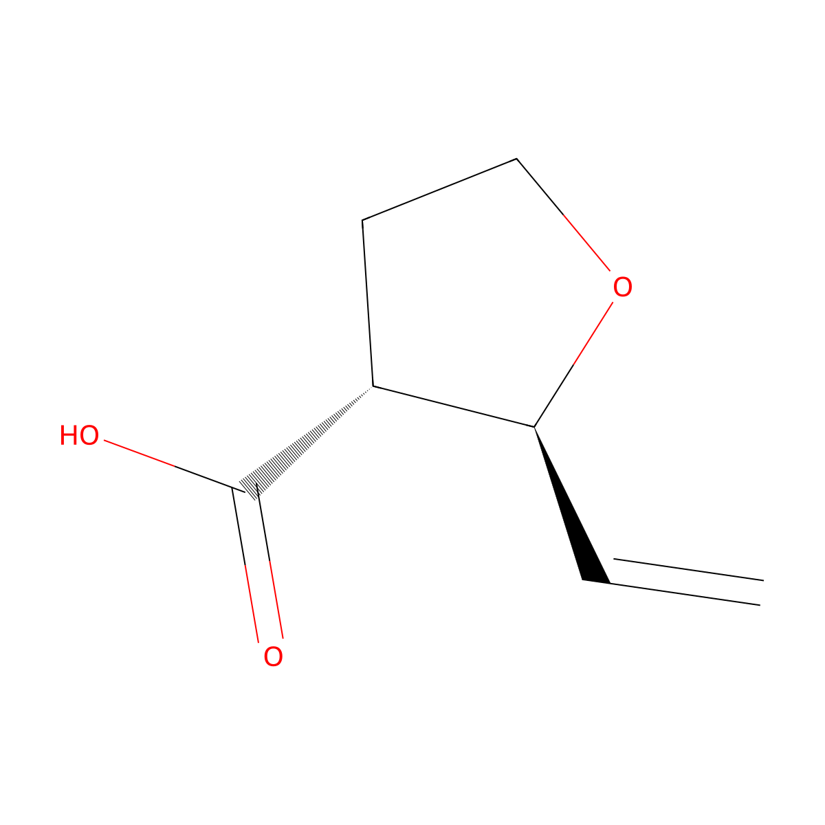 rac-(2R,3S)-2-ethenyloxolane-3-carboxylic acid molecular structure, CAS 2108510-92-3