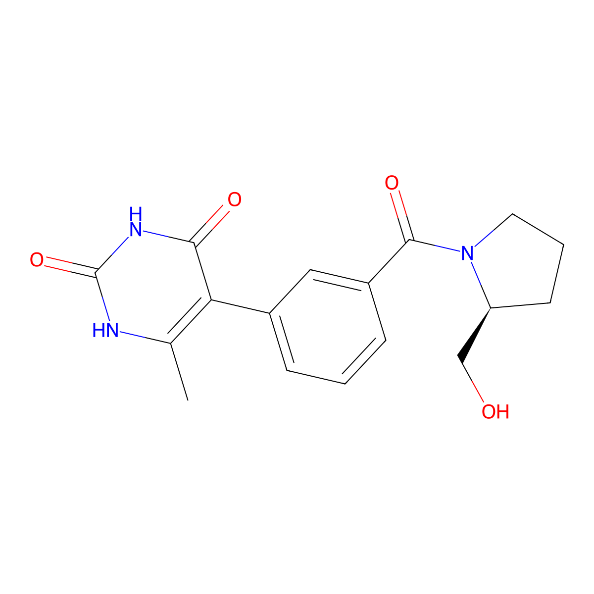 5-[3-[(2S)-2-(Hydroxymethyl)pyrrolidine-1-carbonyl]phenyl]-6-methyl-1H-pyrimidine-2,4-dione molecular structure, CAS 2108511-82-4