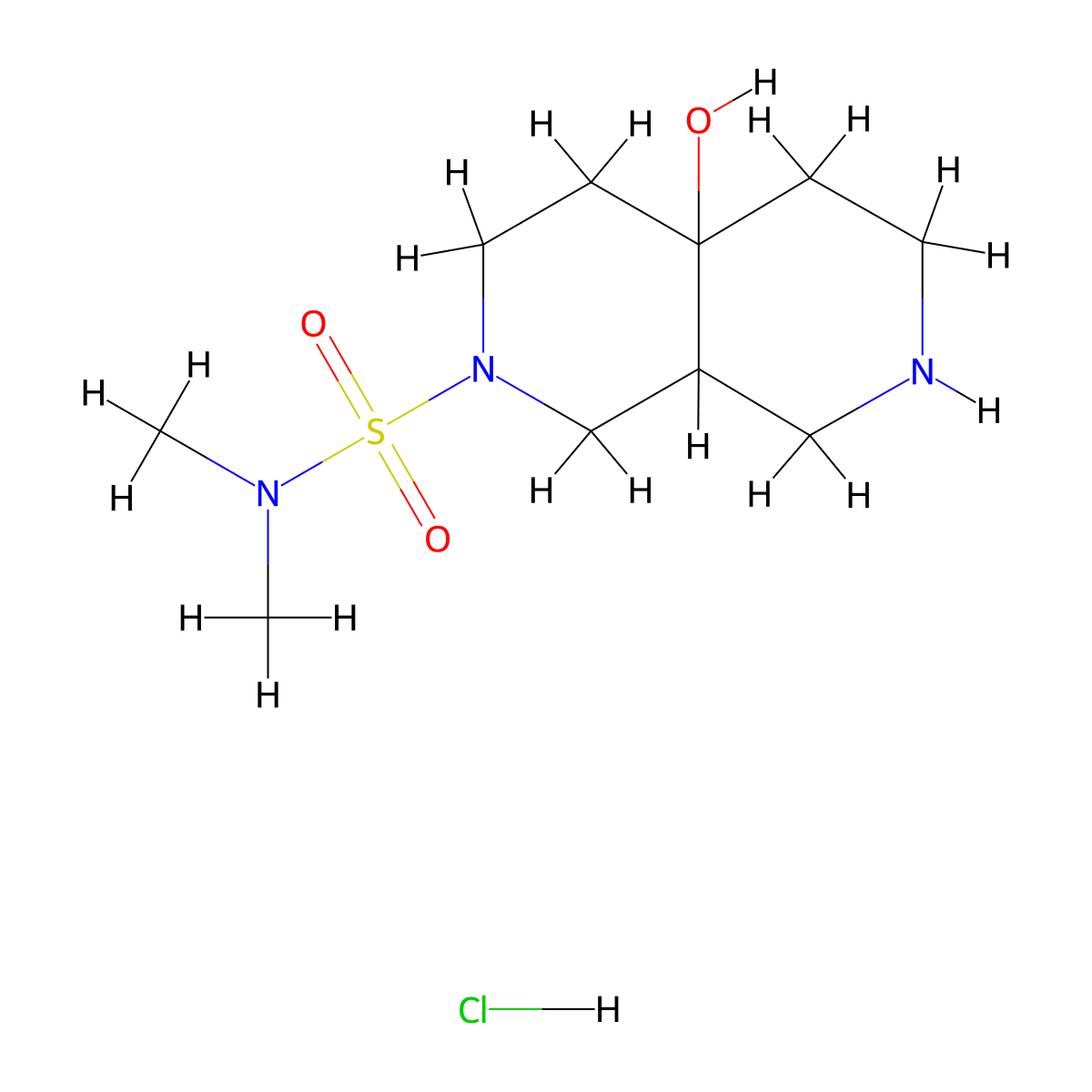 4a-Hydroxy-N,N-dimethyloctahydro-2,7-naphthyridine-2(1H)-sulfonamide hydrochloride molecular structure, CAS 2108514-54-9