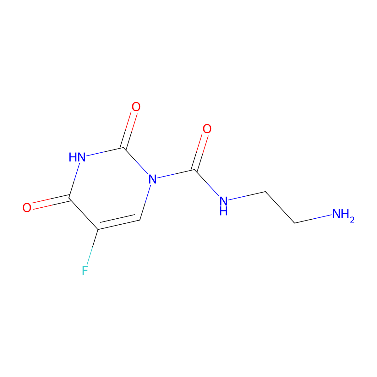 N-(2-aminoethyl)-5-fluoro-2,4-dioxo-3,4-dihydropyrimidine-1(2H)-carboxamide molecular structure, CAS 2108519-07-7