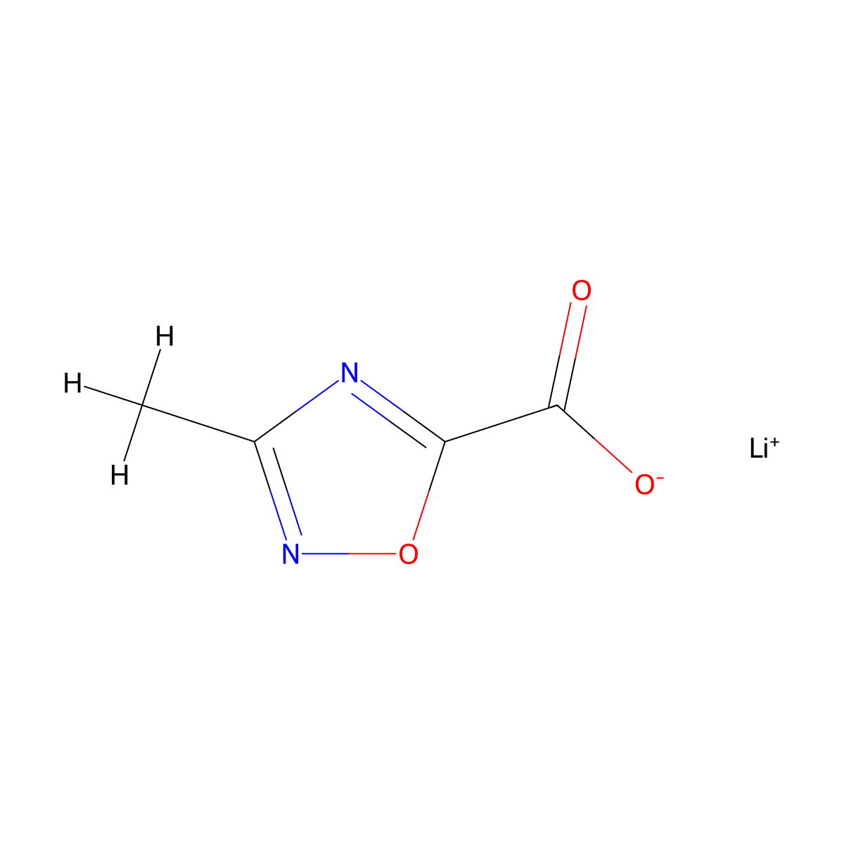 Lithium 3-methyl-1,2,4-oxadiazole-5-carboxylate molecular structure, CAS 2108519-38-4