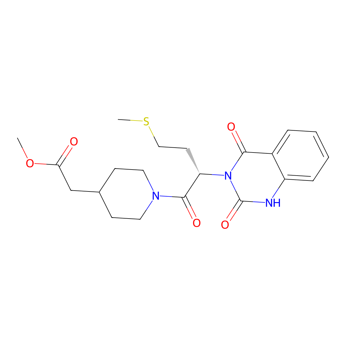 Methyl 2-[1-[(2S)-2-(2,4-dioxo-1H-quinazolin-3-yl)-4-methylsulfanylbutanoyl]piperidin-4-yl]acetate molecular structure, CAS 2108519-48-6