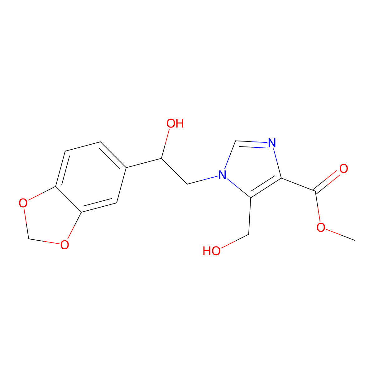 methyl 1-[2-(1,3-benzodioxol-5-yl)-2-hydroxyethyl]-5-(hydroxymethyl)-1H-imidazole-4-carboxylate molecular structure, CAS 2108519-71-5