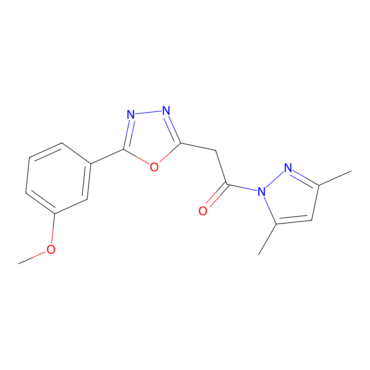 2-[2-(3,5-dimethyl-1H-pyrazol-1-yl)-2-oxoethyl]-5-(3-methoxyphenyl)-1,3,4-oxadiazole molecular structure, CAS 2108519-81-7