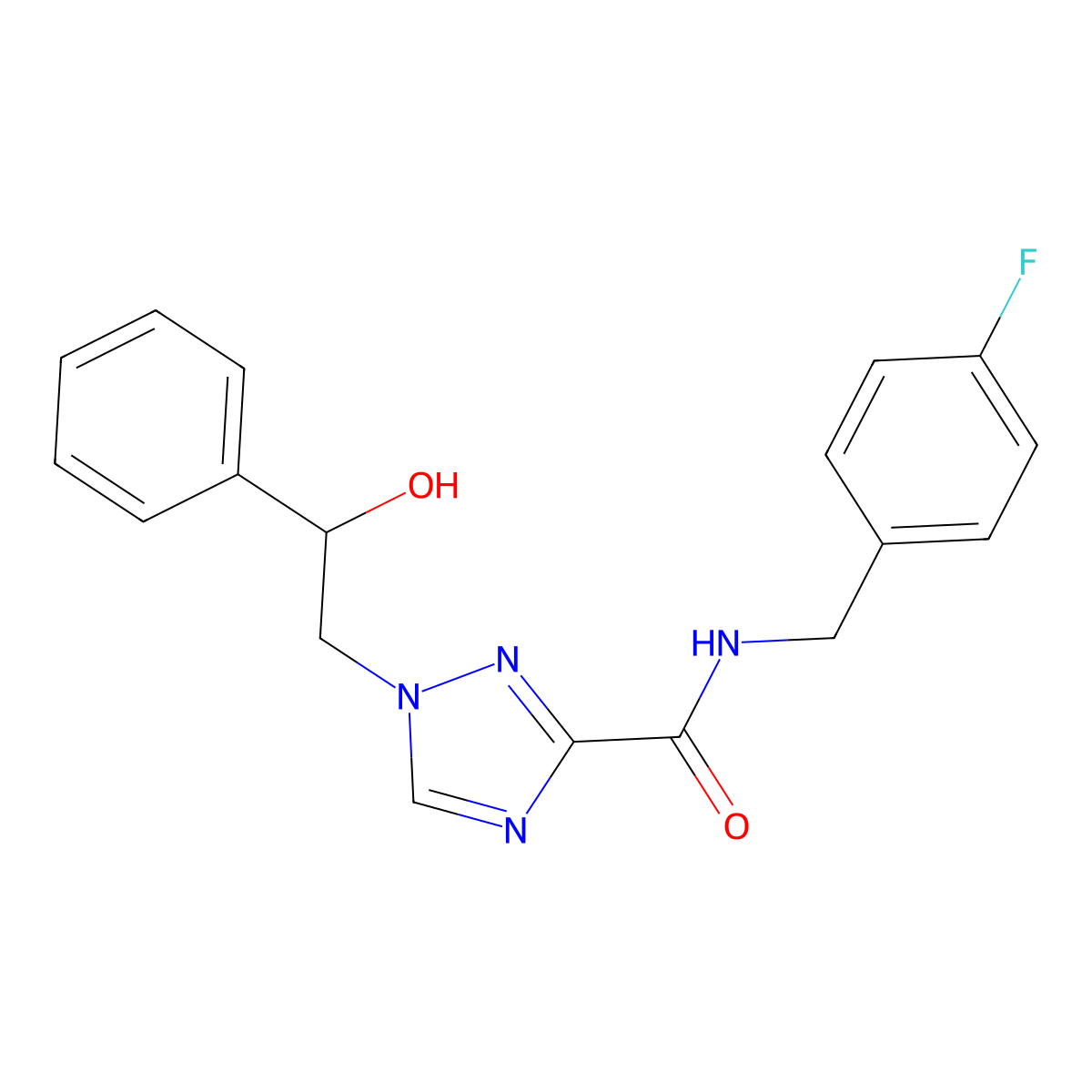 N-(4-fluorobenzyl)-1-(2-hydroxy-2-phenylethyl)-1H-1,2,4-triazole-3-carboxamide molecular structure, CAS 2108521-14-6
