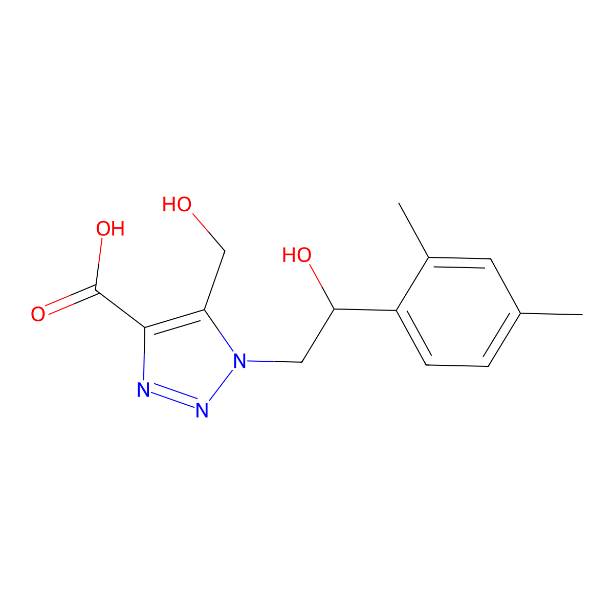 1-[2-(2,4-dimethylphenyl)-2-hydroxyethyl]-5-(hydroxymethyl)-1H-1,2,3-triazole-4-carboxylic acid molecular structure, CAS 2108526-85-6