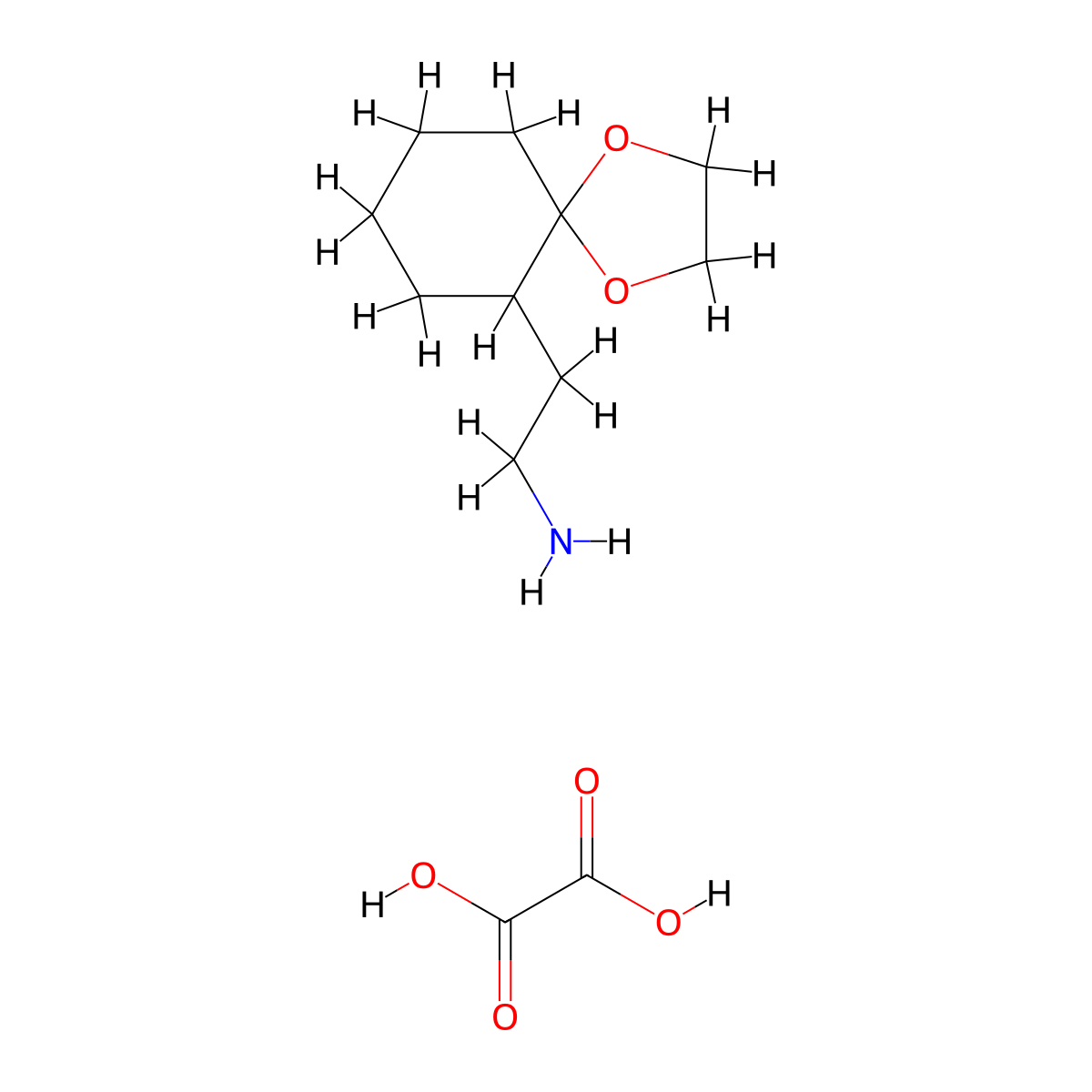2-{1,4-Dioxaspiro[4.5]decan-6-yl}ethan-1-amine; oxalic acid molecular structure, CAS 2108527-74-6