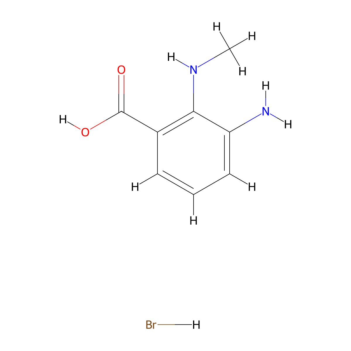 3-Amino-2-(methylamino)benzoic acid hydrobromide molecular structure, CAS 2108527-88-2