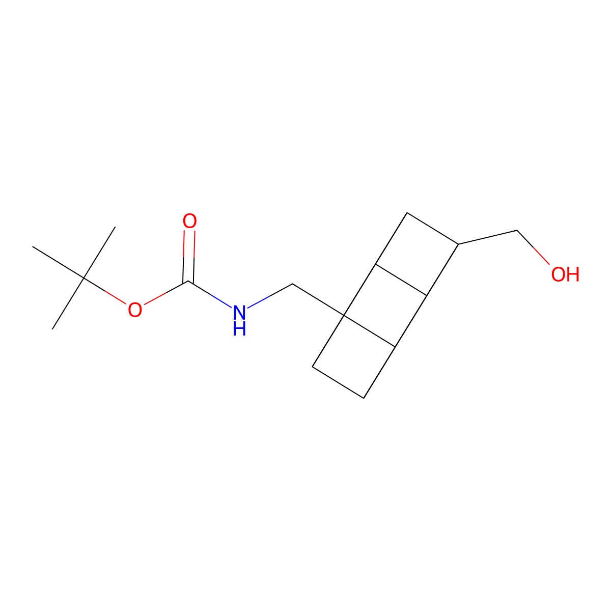 tert-butyl (((2r,3R,4s,5S)-4-(hydroxymethyl)cuban-1-yl)methyl)carbamate molecular structure, CAS 2108549-69-3