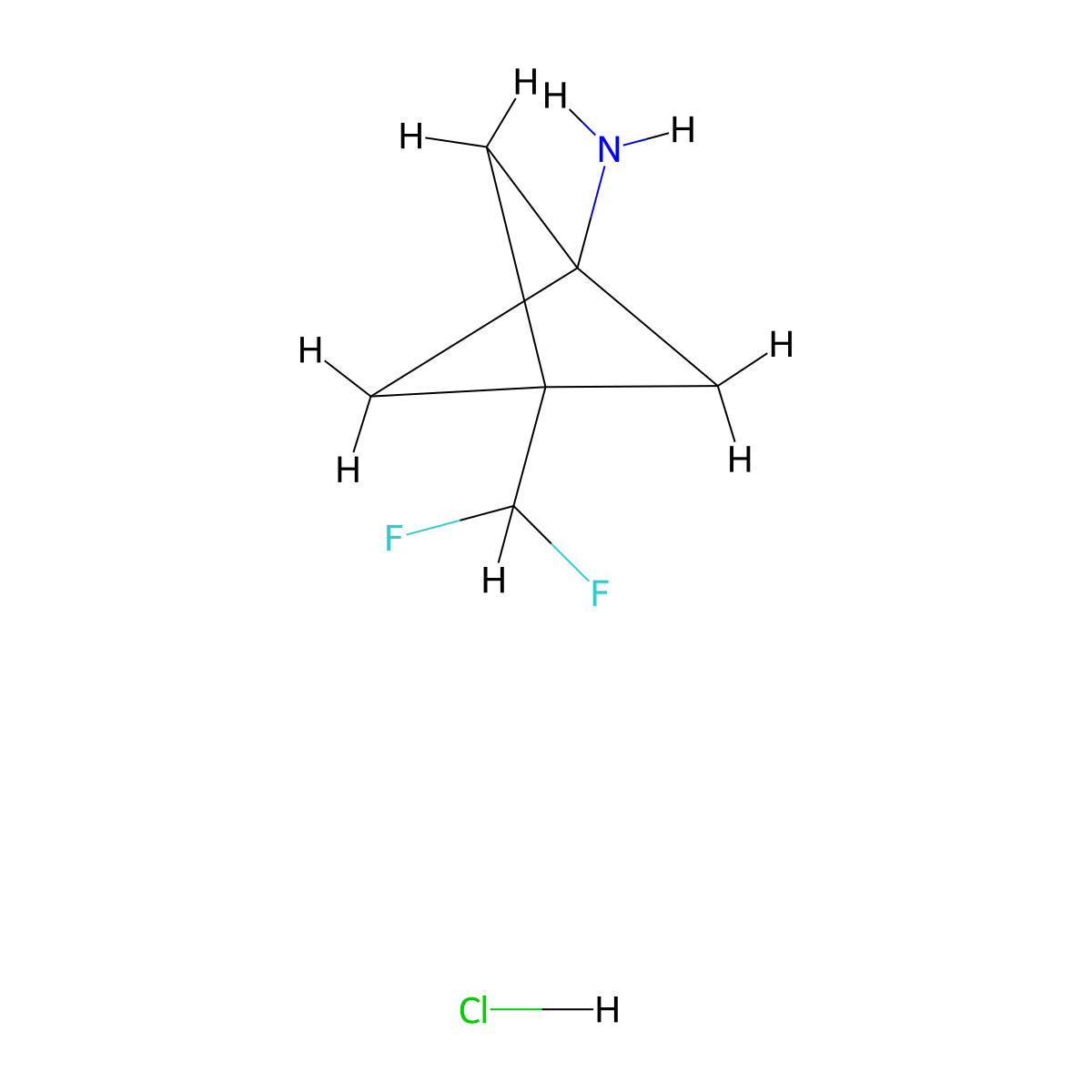 3-(Difluoromethyl)bicyclo(1.1.1)pentan-1-amine hydrochloride molecular structure, CAS 2108549-79-5