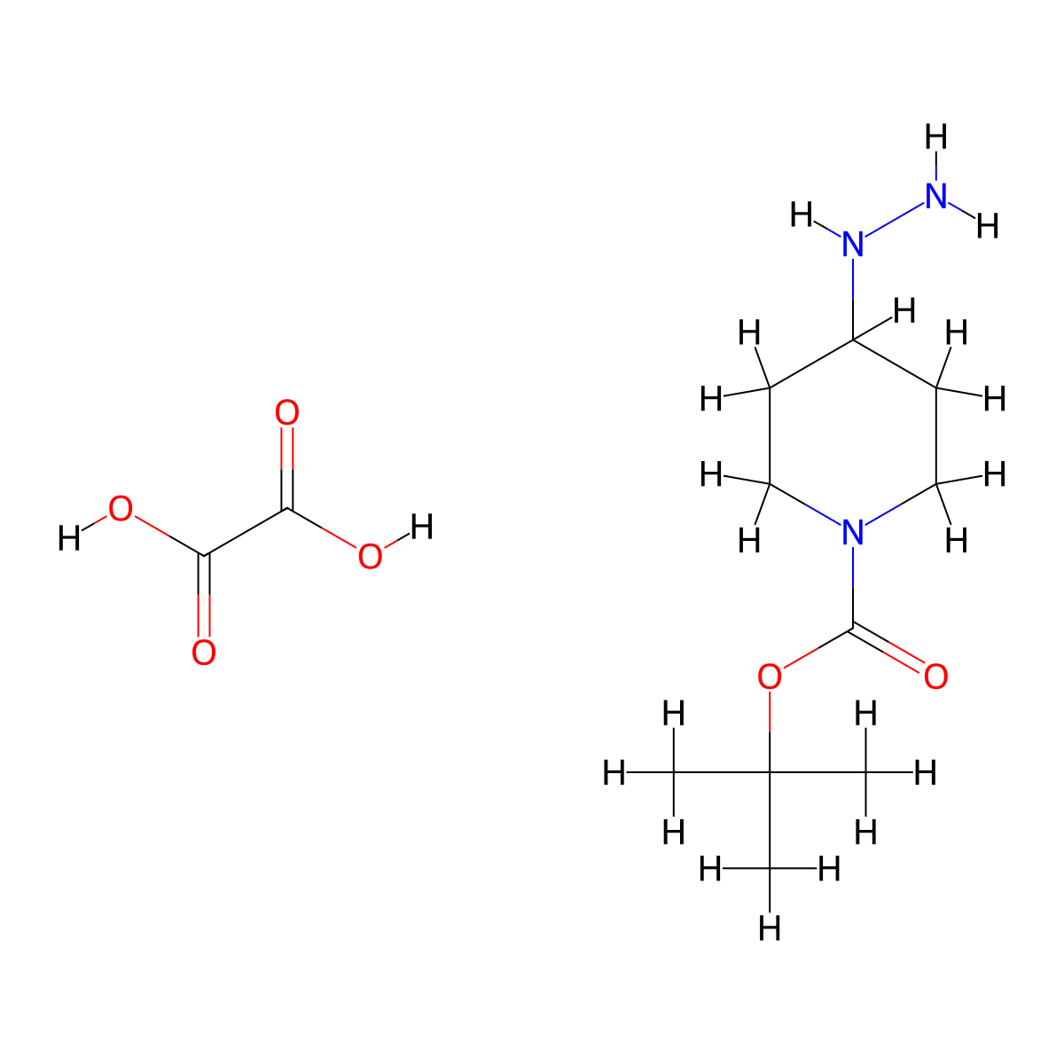 tert-Butyl 4-hydrazinylpiperidine-1-carboxylate oxalate molecular structure, CAS 2108550-78-1