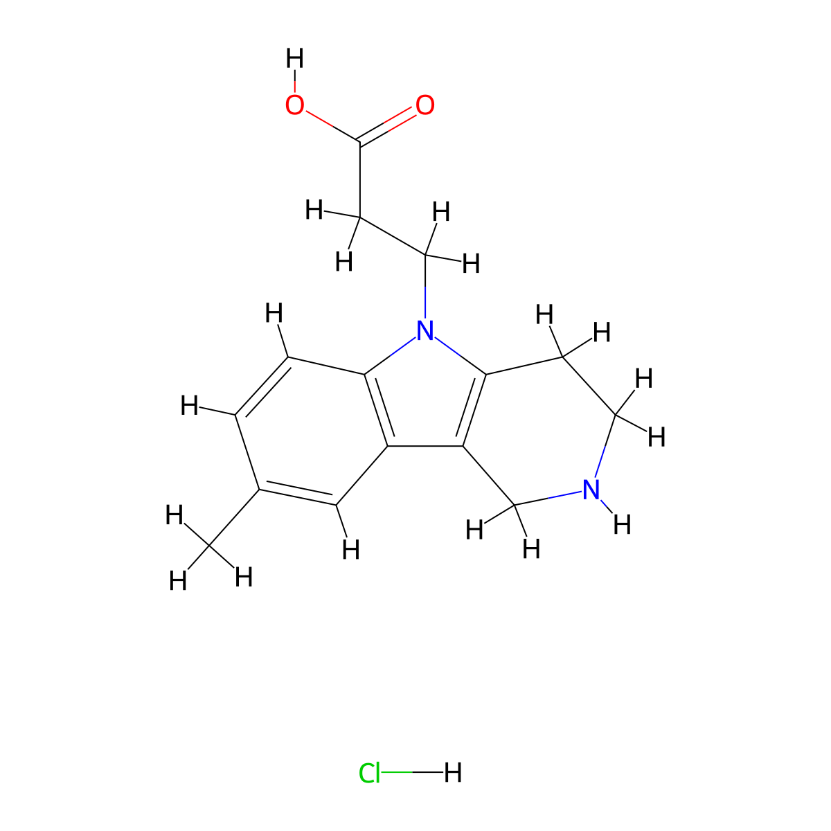 3-(8-Methyl-1,2,3,4-tetrahydro-5H-pyrido[4,3-b]indol-5-yl)propanoic acid hydrochloride molecular structure, CAS 2108550-91-8