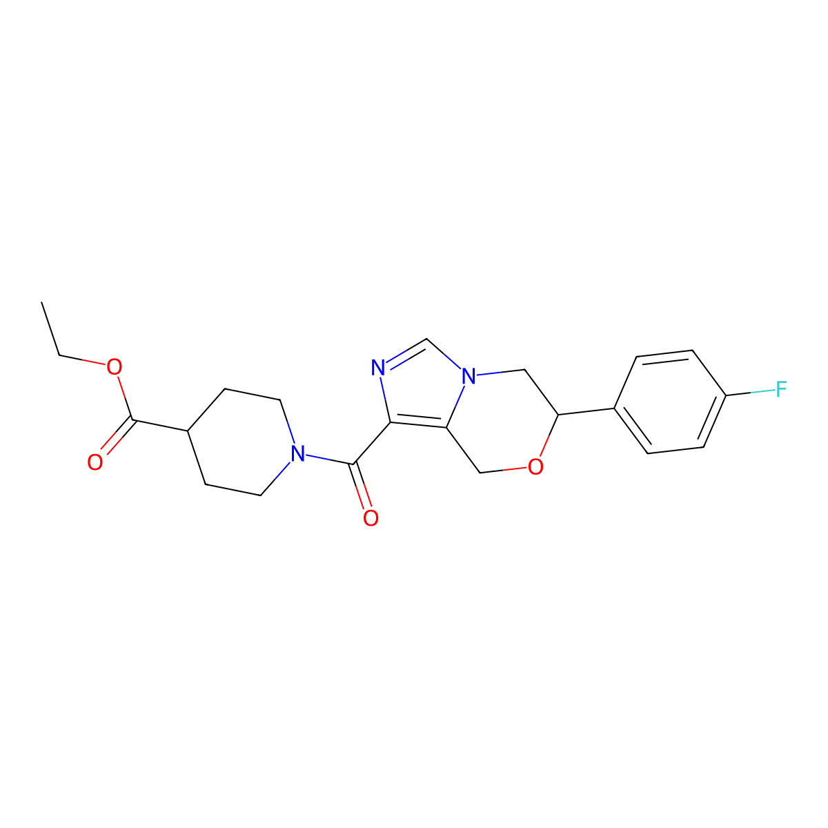 ethyl 1-[6-(4-fluorophenyl)-5H,6H,8H-imidazo[4,3-c][1,4]oxazine-1-carbonyl]piperidine-4-carboxylate molecular structure, CAS 2108552-52-7
