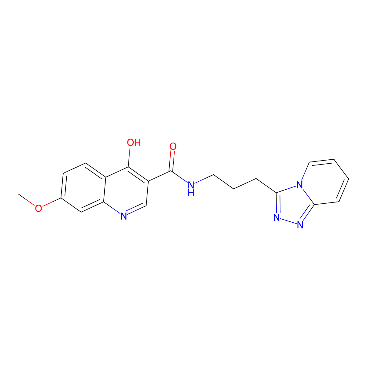 4-hydroxy-7-methoxy-N-(3-[1,2,4]triazolo[4,3-a]pyridin-3-ylpropyl)-3-quinolinecarboxamide molecular structure, CAS 2108574-34-9